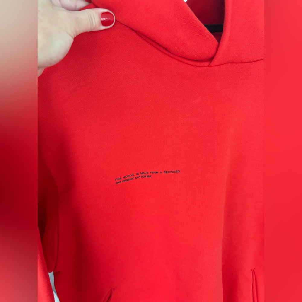 Pangaia Red Organic Cotton Hoodie and Pants Set Size S Oversized Unisex Goji Red - Picture 7 of 17
